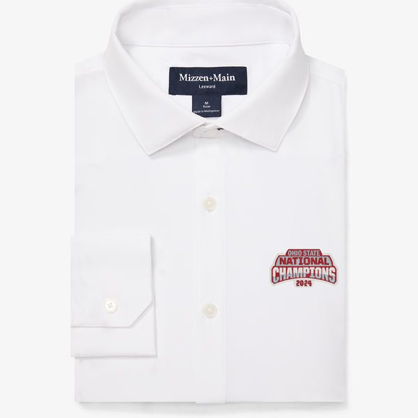 Ohio State National Champion Leeward Dress Shirt - White Solid, featured product shot