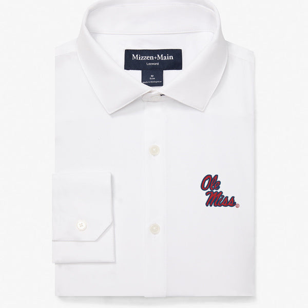 Ole Miss Leeward Dress Shirt - White Solid, featured product shot