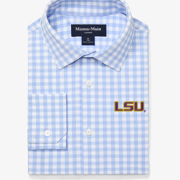 LSU Leeward Dress Shirt - Light Blue Gingham, featured product shot