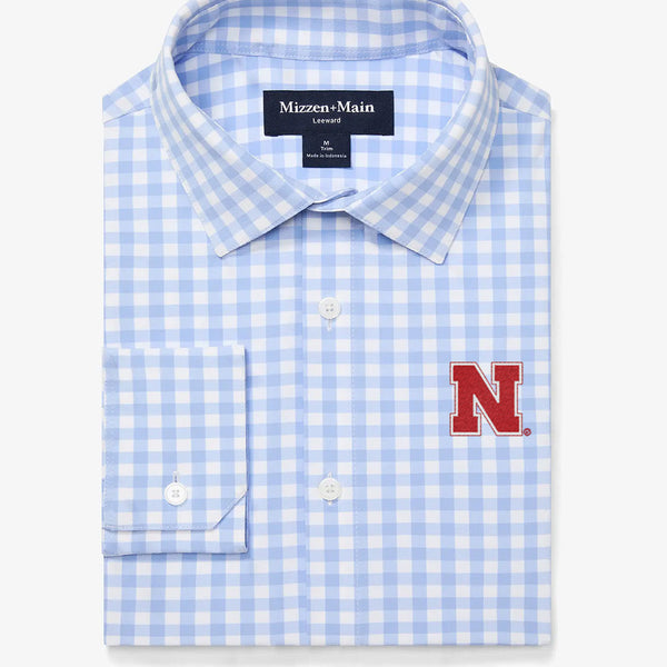 Nebraska Leeward Dress Shirt - Light Blue Gingham, featured product shot