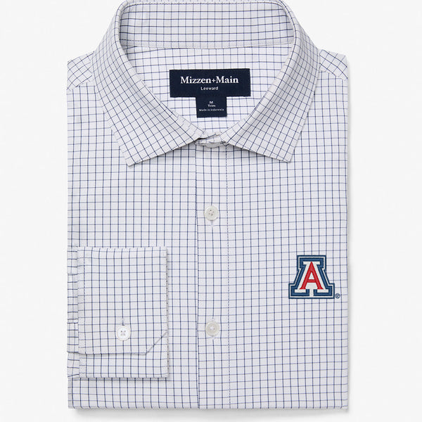 Arizona Leeward Dress Shirt - White Navy Mini Grid, featured product shot
