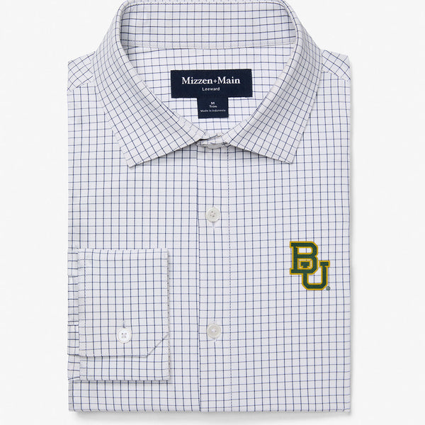 Baylor Leeward Dress Shirt - White Navy Mini Grid, featured product shot