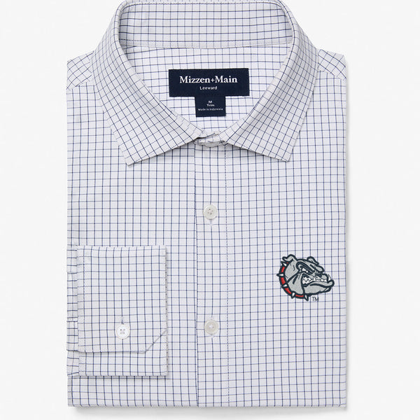 Gonzaga Leeward Dress Shirt - White Navy Mini Grid, featured product shot