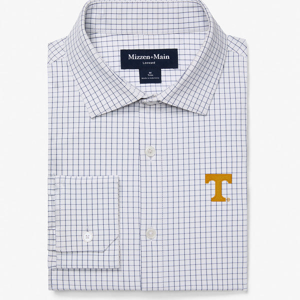 University of Tennessee Leeward Dress Shirt - White Navy Mini Grid, featured product shot