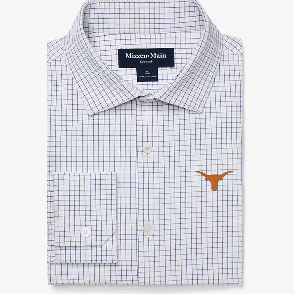 University of Texas Leeward Dress Shirt - White Navy Mini Grid, featured product shot