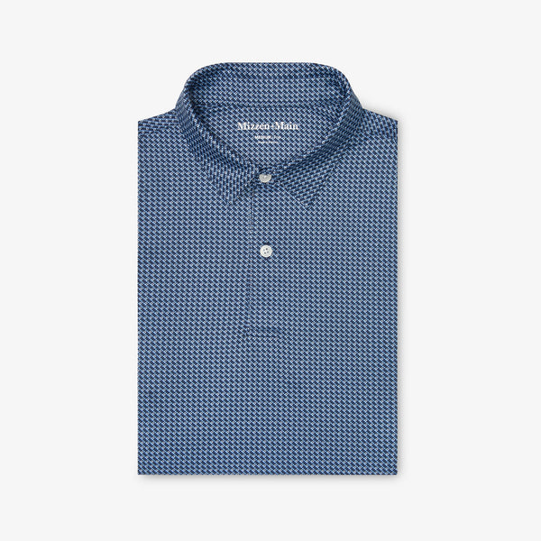 Halyard Polo - Navy Geo Twill, featured product shot