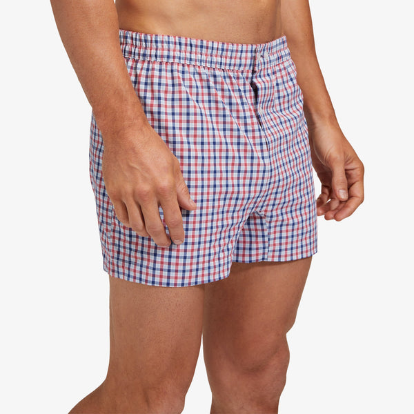 Leeward Boxer - Red Blue Multi&nbsp;Check, lifestyle/model photo