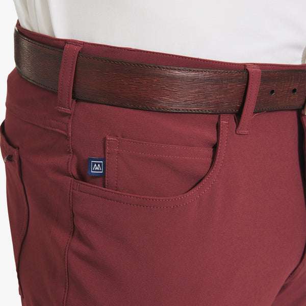 Helmsman 5 Pocket Pant - Burgundy Solid, lifestyle/model photo