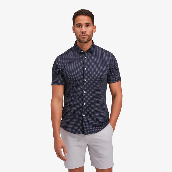 Halyard Short Sleeve - Navy Dot Print, lifestyle/model photo