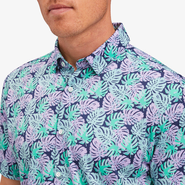 Halyard Short Sleeve - Palm Leaf Print, fabric swatch closeup