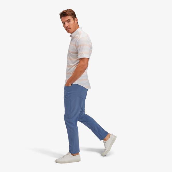 Halyard Short Sleeve - Peach Multi Stripe, lifestyle/model photo