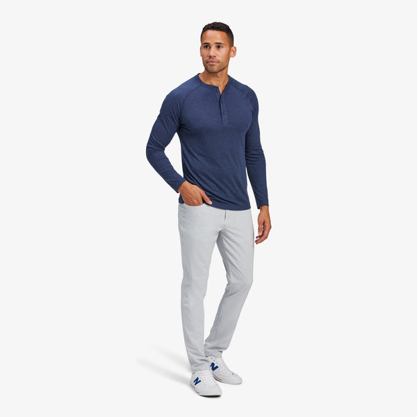 EasyKnit Henley - Navy Heather, lifestyle/model photo