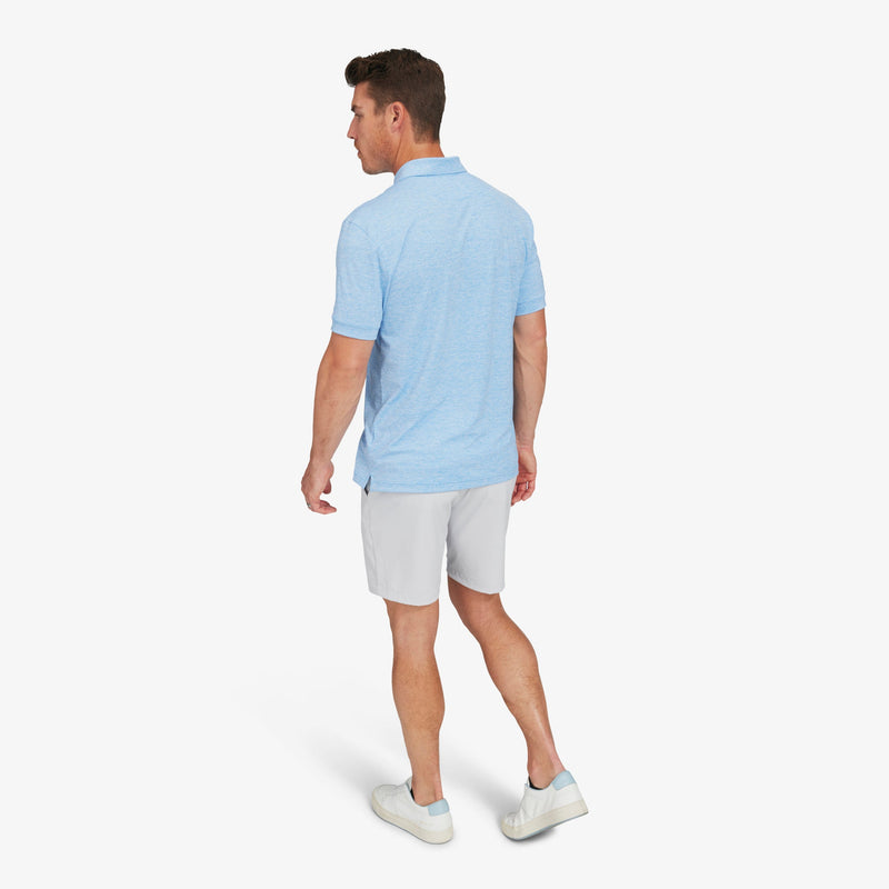 Versa Polo - Azure Blue Heather, lifestyle/model