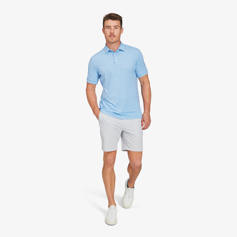 Versa Polo - Azure Blue Heather, lifestyle/model