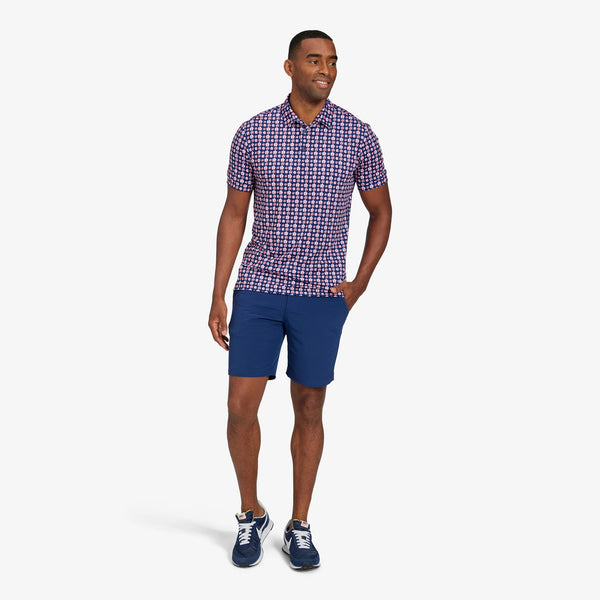Versa Polo - Navy Red Floral, lifestyle/model photo