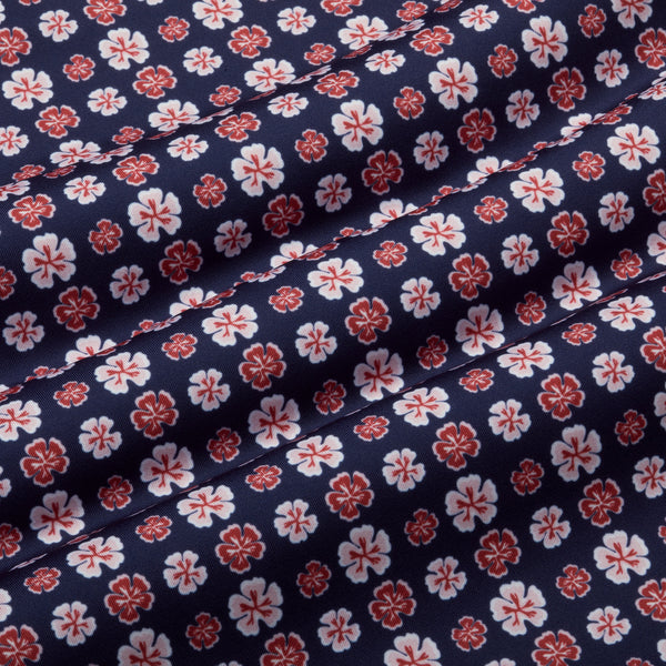 Versa Polo - Navy Red Floral, fabric swatch closeup