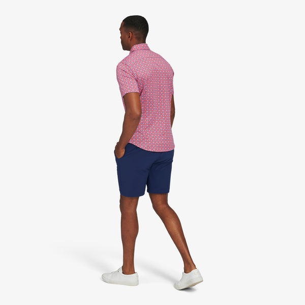 Halyard Short Sleeve - Red Floral Print, lifestyle/model photo
