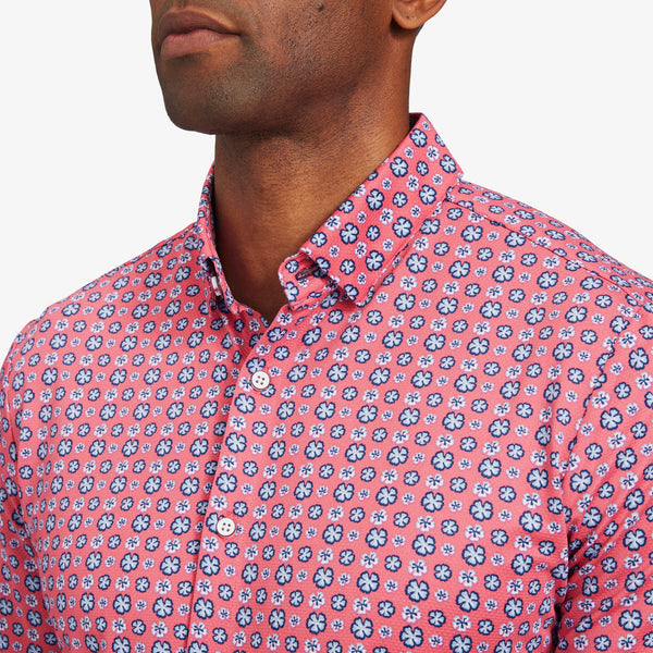 Halyard Short Sleeve - Red Floral Print, lifestyle/model photo