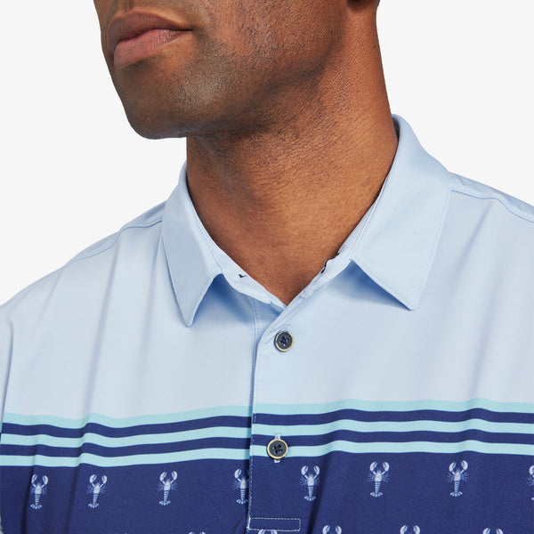Versa Polo - Blue Lobster Engineered&nbsp;Print, fabric swatch closeup