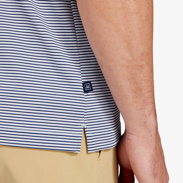 Versa Clubhouse Polo - Pink Navy Mini&nbsp;Stripe, lifestyle/model photo
