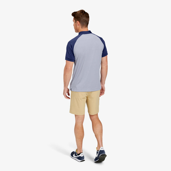 Versa Clubhouse Polo - Pink Navy Mini&nbsp;Stripe, lifestyle/model photo