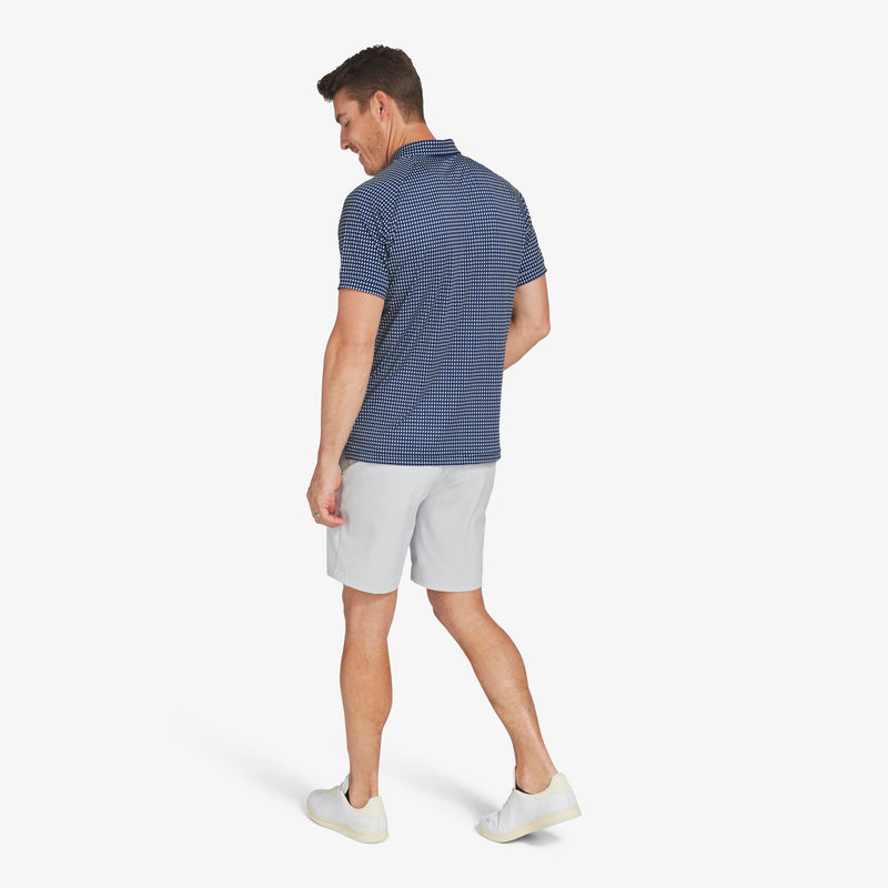 Versa Clubhouse Polo - Navy Yellow Mini Square&nbsp;Print, lifestyle/model