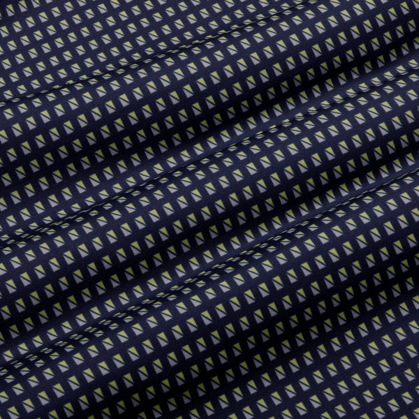 Versa Clubhouse Polo - Navy Yellow Mini Square&nbsp;Print, fabric swatch closeup