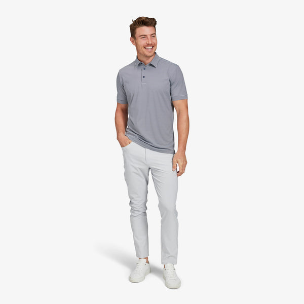 Versa Polo - Navy White Stripe, lifestyle/model photo