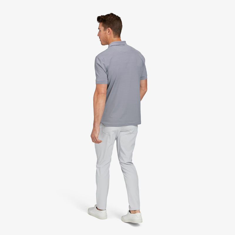 Versa Polo - Navy White Stripe, lifestyle/model