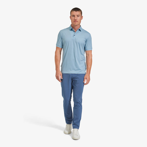 Versa Polo - Aqua Circle Print, lifestyle/model photo