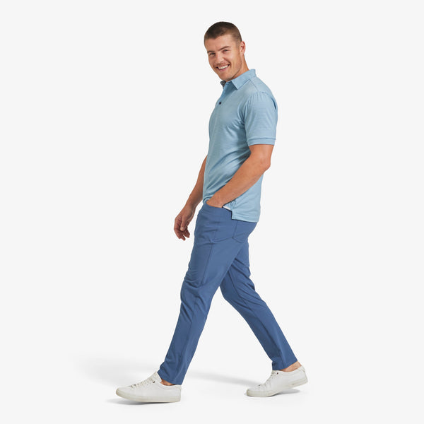 Versa Polo - Aqua Circle Print, lifestyle/model photo