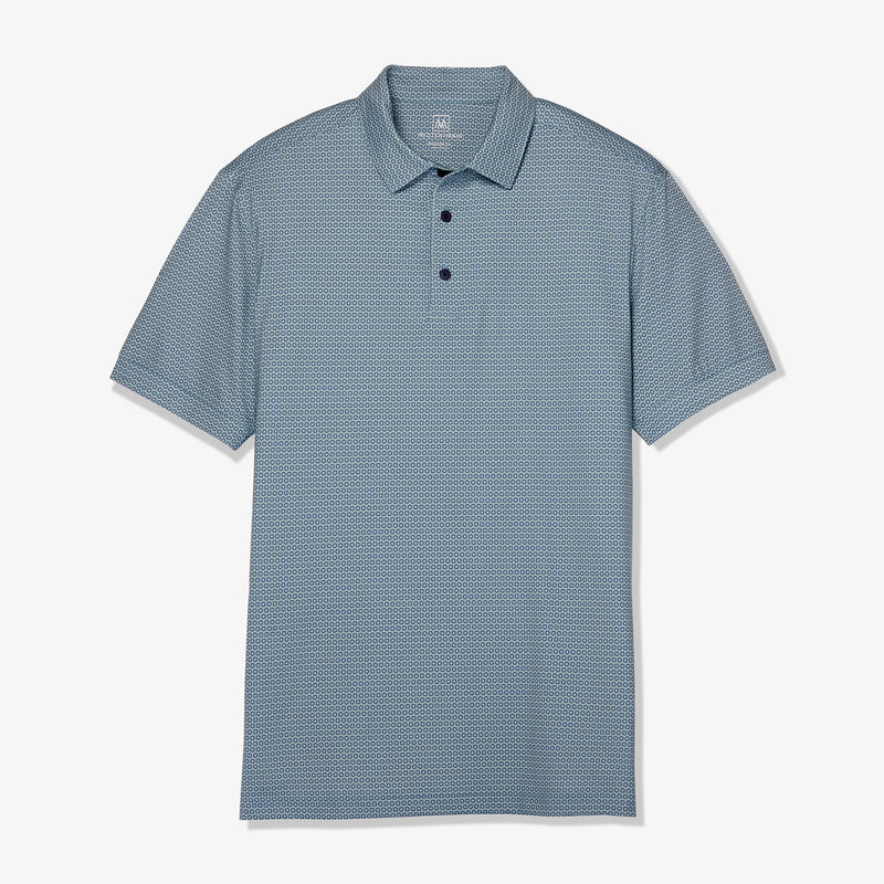 Versa Polo - Aqua Circle Print, lifestyle/model