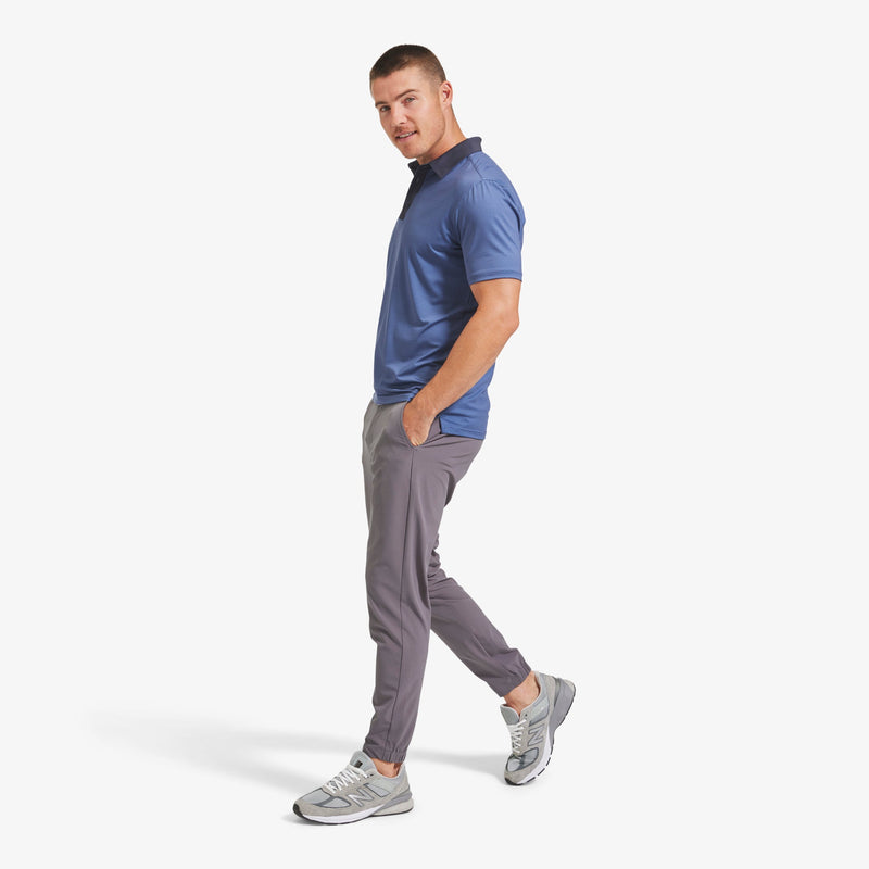 Versa Polo - Navy Texture Print with&nbsp;Contrast, lifestyle/model