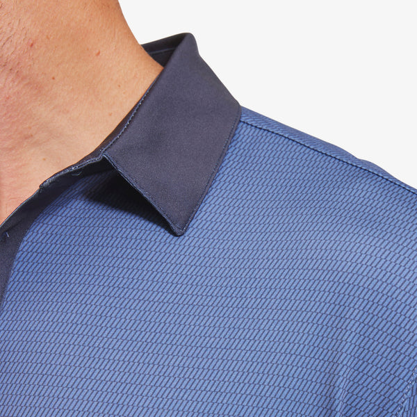 Versa Polo - Navy Texture Print with&nbsp;Contrast, fabric swatch closeup