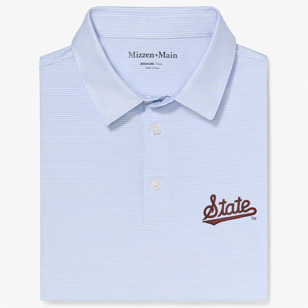 Mississippi State Versa Polo - Light Blue White&nbsp;Stripe, featured product shot