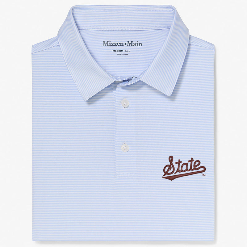 Mississippi State Versa Polo - Light Blue White&nbsp;Stripe, featured product shot