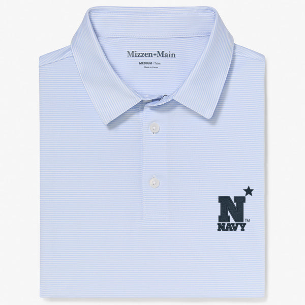 Navy Versa Polo - Light Blue White&nbsp;Stripe, featured product shot