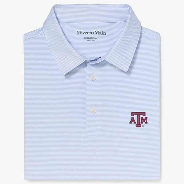 Texas A&M Versa Polo - Light Blue White&nbsp;Stripe, featured product shot