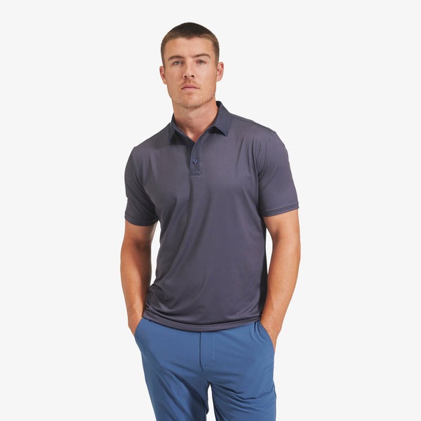 Versa Polo - Charcoal Texture Print with&nbsp;Contrast, featured product shot