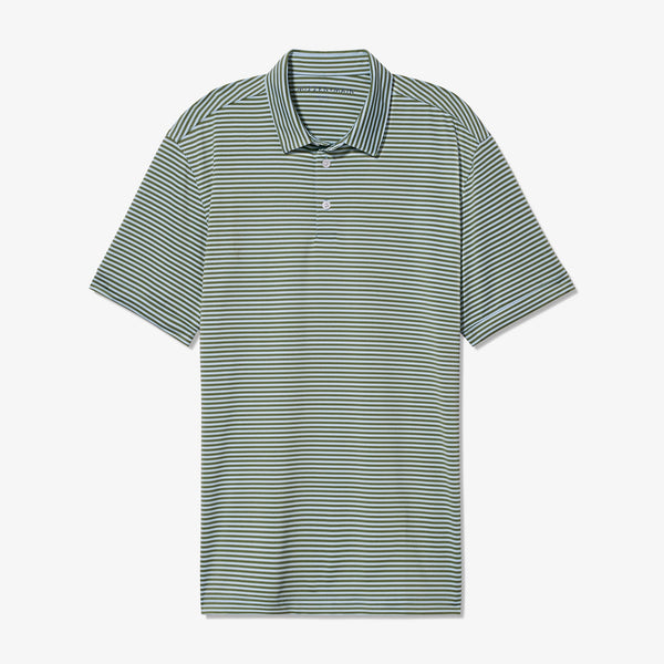 Versa Polo - Ashley Blue Feeder&nbsp;Stripe, fabric swatch closeup