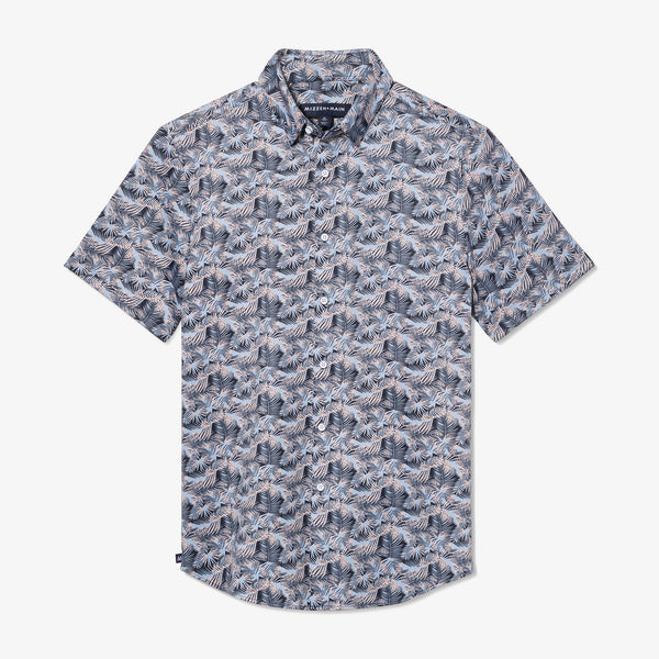 Halyard Short Sleeve - Ashley Blue Palm&nbsp;Print, fabric swatch closeup