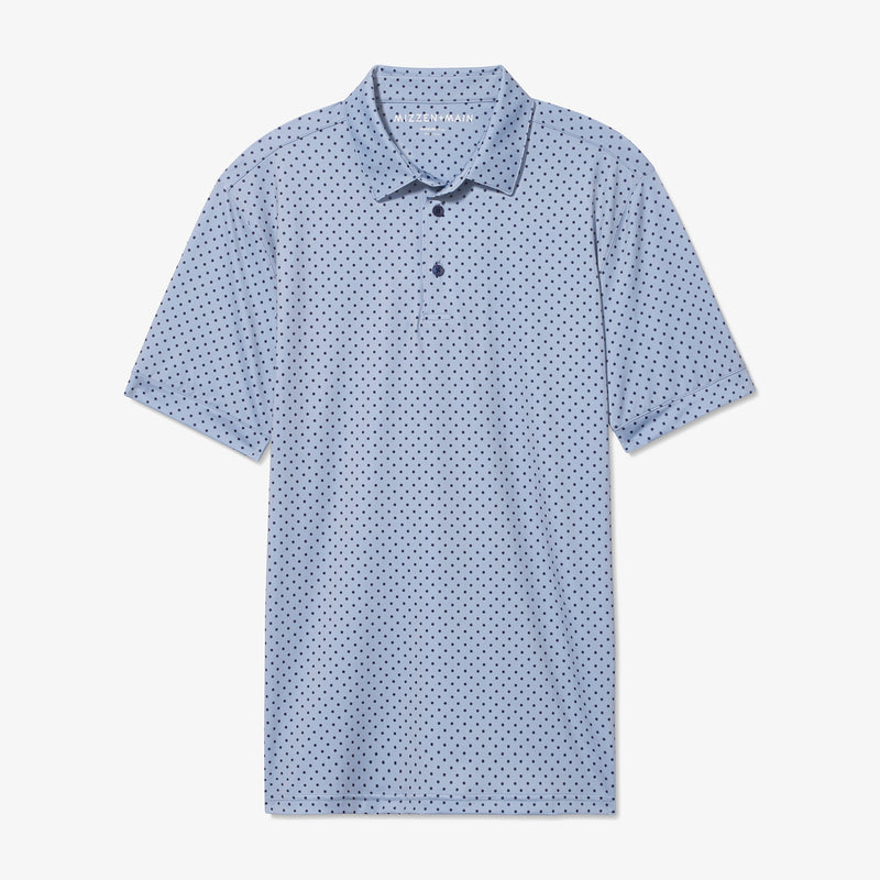 Versa Polo - Ashley Blue Dot&nbsp;Print, fabric swatch closeup