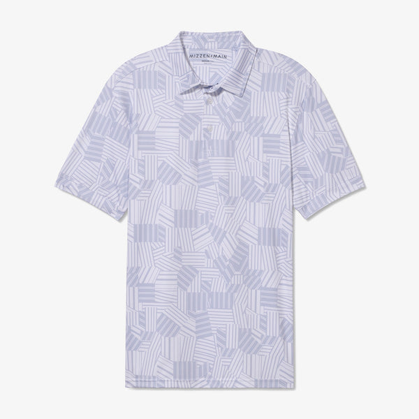 Versa Polo - Xenon Blue Patchwork&nbsp;Stripe, fabric swatch closeup