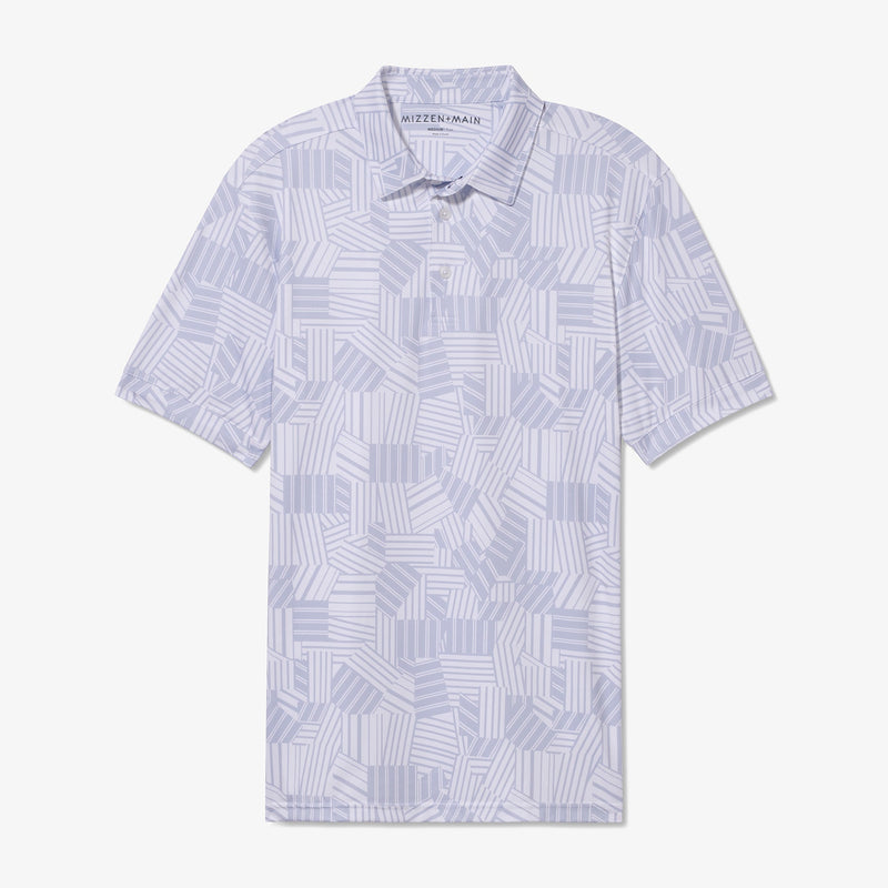 Versa Polo - Xenon Blue Patchwork&nbsp;Stripe, fabric swatch closeup