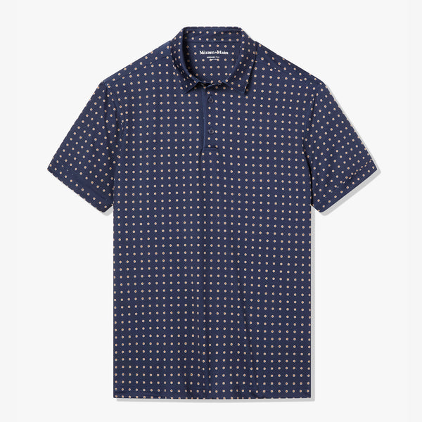 Versa Polo - Navy Linear Floral, fabric swatch closeup