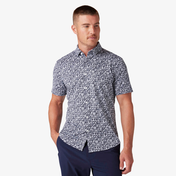 Halyard Short Sleeve - Navy Wood Cut&nbsp;Print, featured product shot