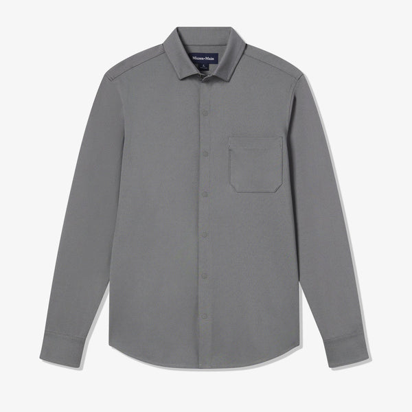 Nolan Dress Shirt - Pewter Heather, fabric swatch closeup