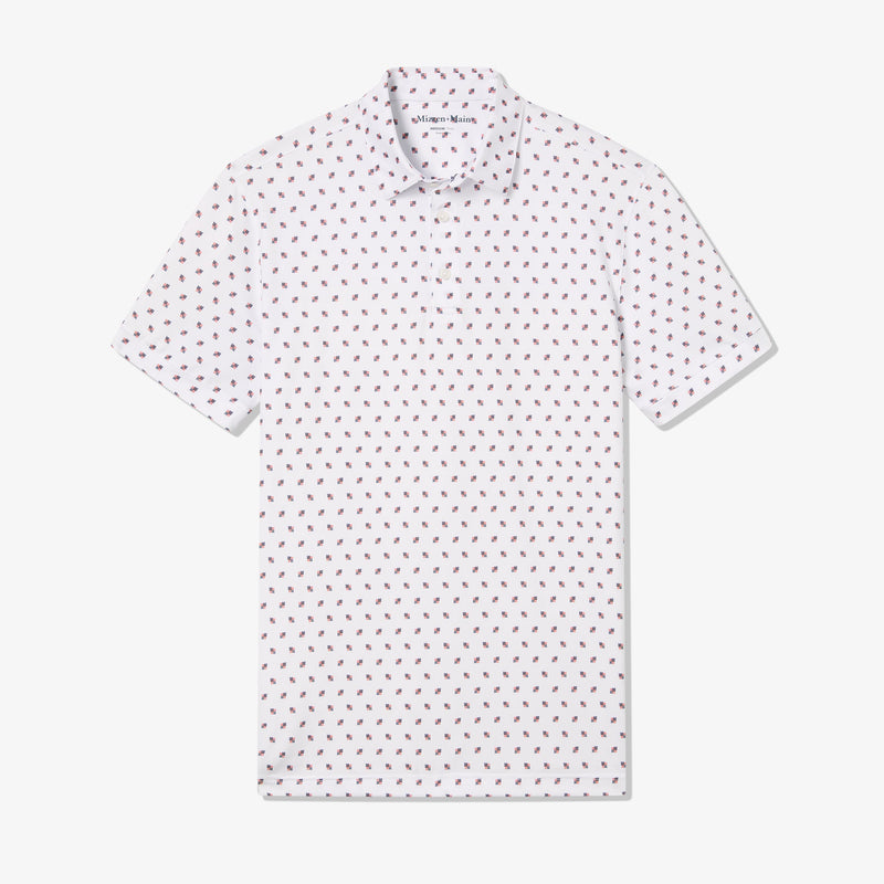 Versa Polo - White Double Arrow, fabric swatch closeup