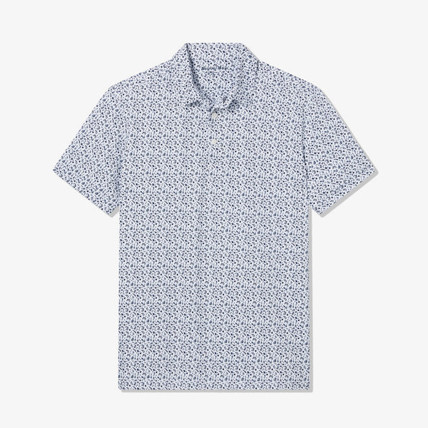 Versa Polo - White Navy Floral&nbsp;Print, fabric swatch closeup