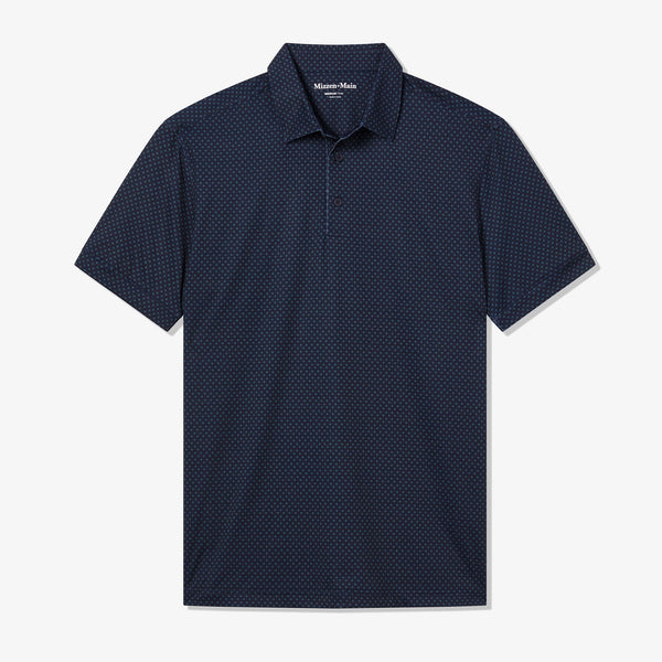 Versa Polo - Navy Star Print, fabric swatch closeup